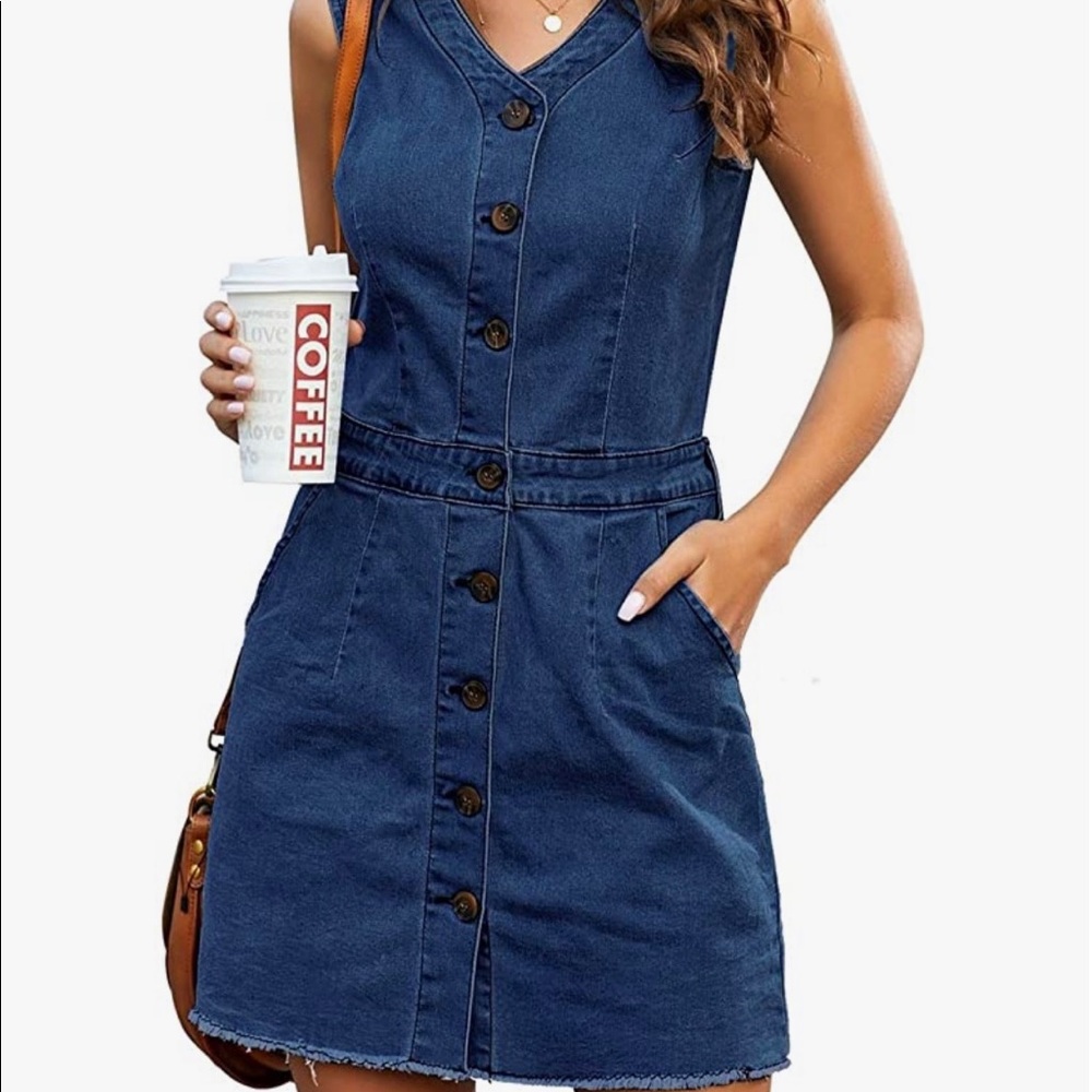 Denim Button Down Short Dress Size Medium